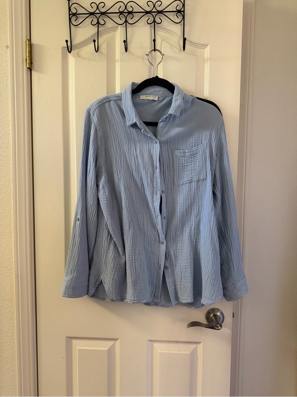 Anne Klein Light Blue Button-Up Top